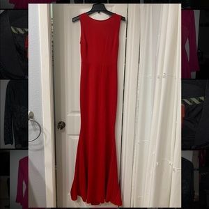 Formal Women’s backless red dress with bow detail